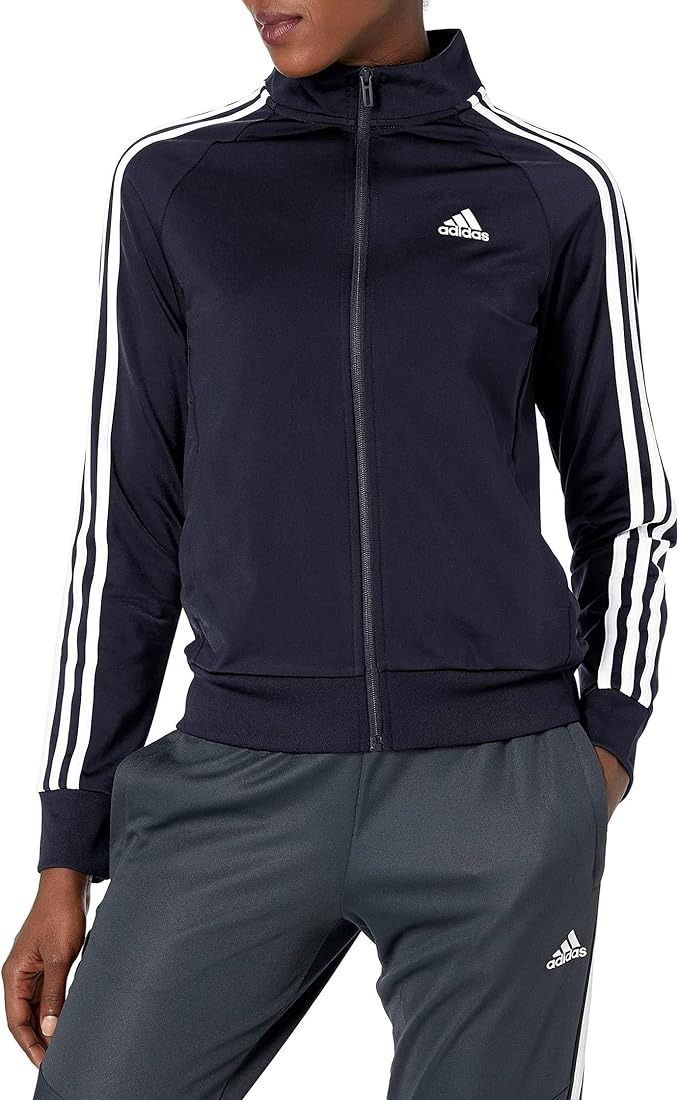 adidas, Adidas Women's Essentials Warm-Up Slim 3-Stripes Track Top, Legend Ink, Large
