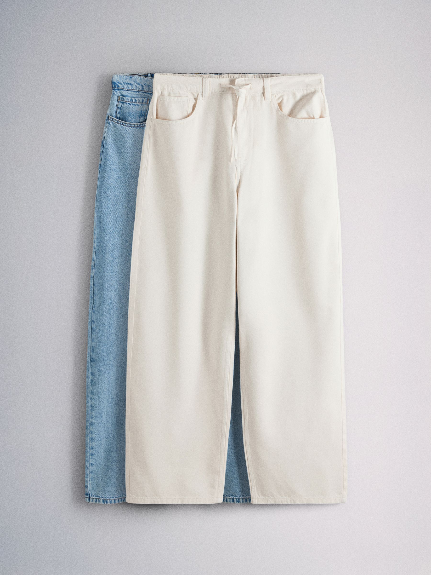 The Set 2 Pack Lightweight Pull-On Jeans Light Blue/cream