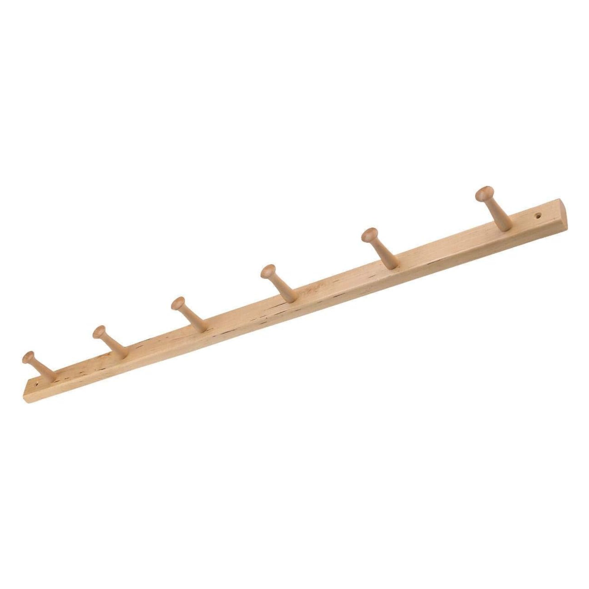 iDesign Wood Wall Mount Coat Rack with 6 Pegs