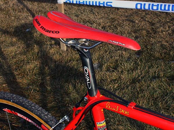 Selle San Marco makes special red Aspide saddles just for Sachs.