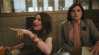 Kathryn Han enthusiastically pointing while Chase Sui Wonders looks exasperated on The Studio