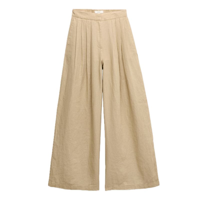 M&amp;amp;S, Pure Linen Wide Leg Trousers