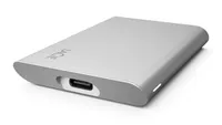 LaCie Portable external hard drive for Mac lying down on a white background
