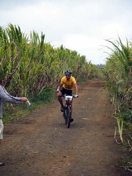 Yannick Lincoln at the 45km mark, the site of a feed zone.