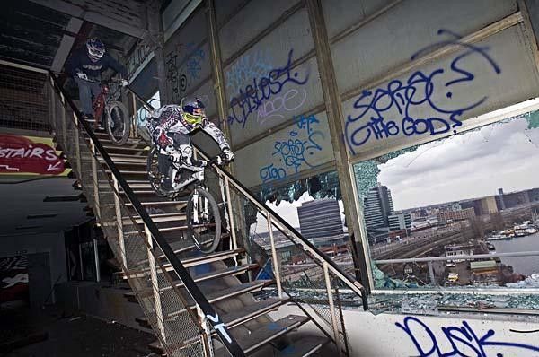 Stairs provide an unusual venue for a crew in Amsterdam.