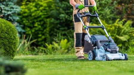 Man mowing lawn
