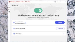 McAfee Total Protection Essential VPN connected