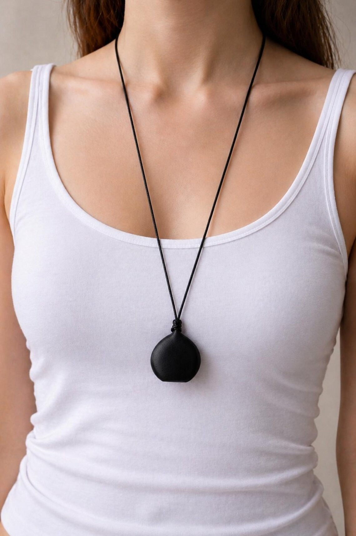 Minimalist Black Pendant Necklace,