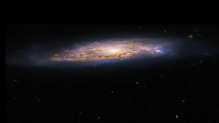 A flat-looking galaxy disk.