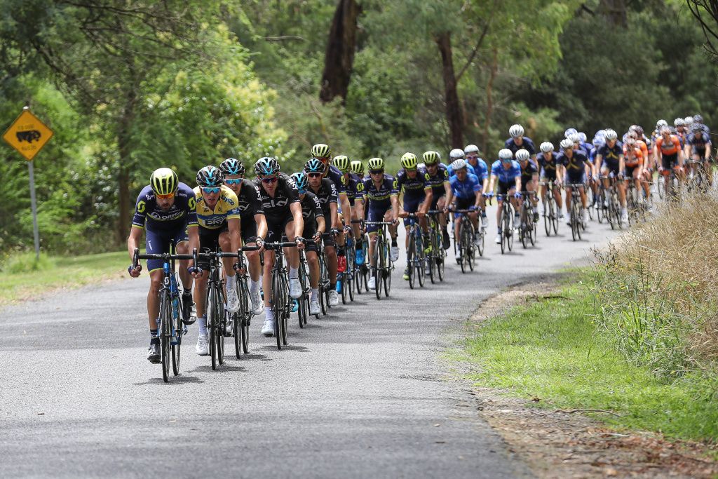 Orica-Scott and Team Sky shared the work load at the head of the race