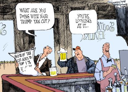 Political cartoon U.S. Trump tax cuts economy