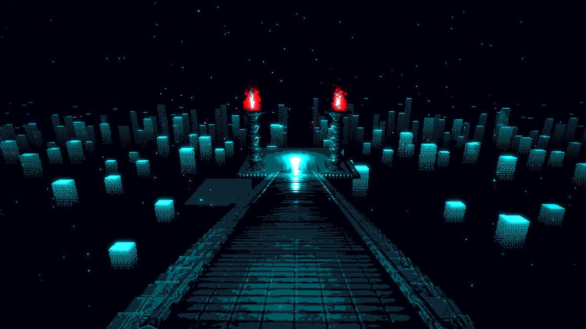 stairs down into a dark void shown in Hellscreen
