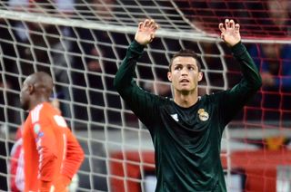 Cristiano Ronaldo celebrates one of his goals for Real Madrid against Ajax in the Champions League in October 2012.