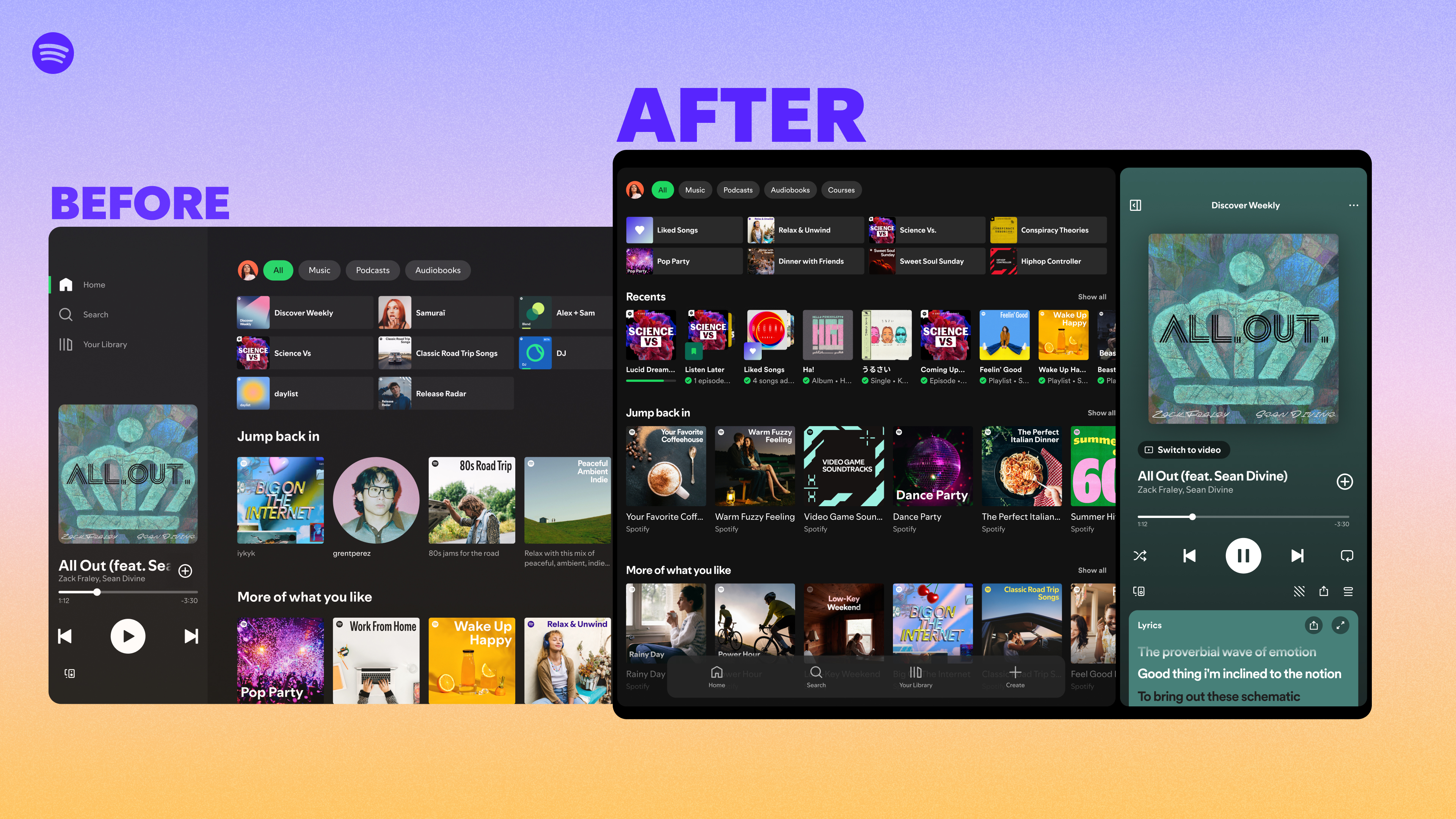 Spotify refreshes its app for tablets, giving users an experience that "adapts" to the orientation, and feels much smoother to use.