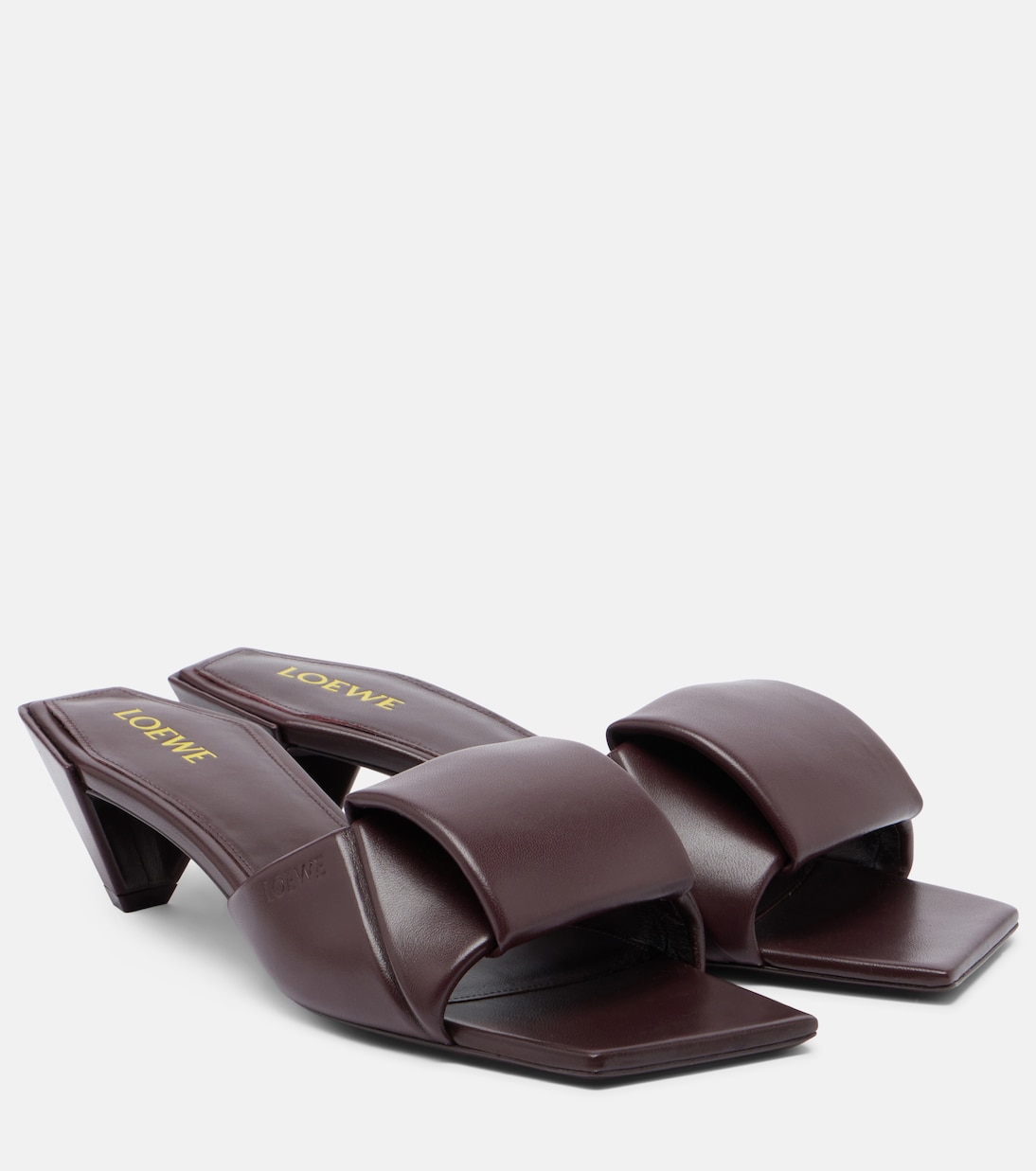 Origami Leather Mules in Burgundy - Loewe