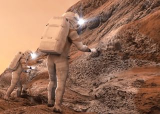 An artist's impression of astronauts on the surface of Mars. Boeing and other commercial companies are working with NASA to be involved in the agency's pursuit of human missions to the Red Planet.