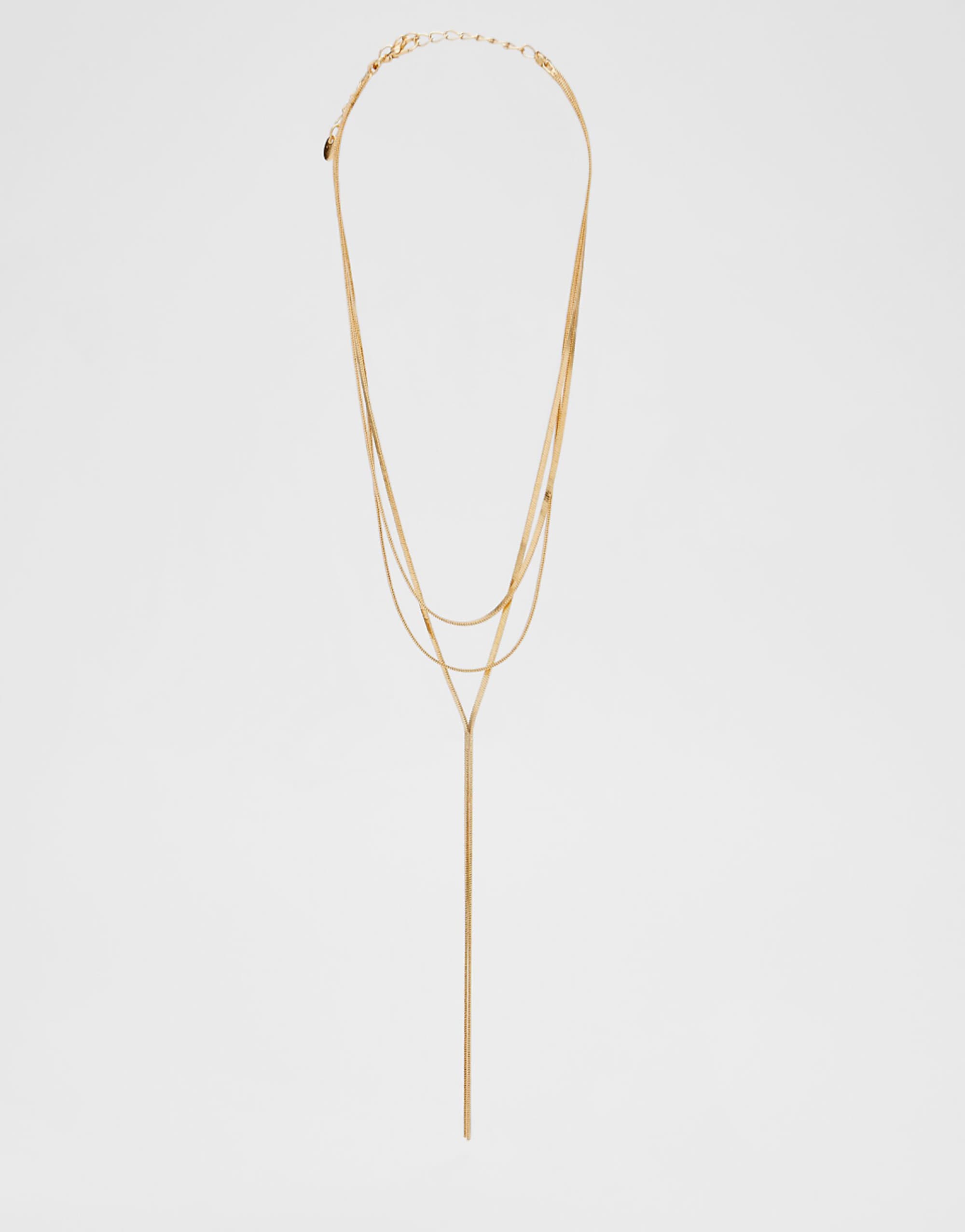Stradivarius Long Multi-Chain Necklace in Gold