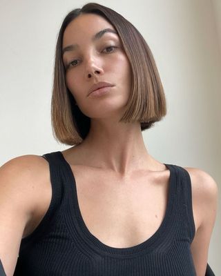 Lily Aldridge with a laser cut bob