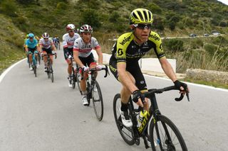 GRAZALEMA SPAIN FEBRUARY 19 Brent Bookwalter of The United States and Team MitcheltonScott Valerio Conti of Italy and UAETeam Emirates Brandon Mcnulty of The United States and UAETeam Emirates during the 66th Vuelta a Andaluca Ruta del Sol 2020 Stage 1 a 1738km stage from Alhaurn de la Torre to Grazalema 911m VCANDALUCIA UCIProSeries on February 19 2020 in Grazalema Spain Photo by David RamosGetty Images