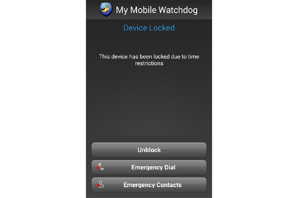 Run out of time, and My Mobile Watchdog locks down a phone. You can still call 911 or emergency contacts, though.