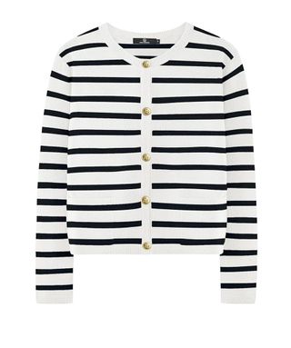 Striped Cardigan Sweater With Gold Buttons