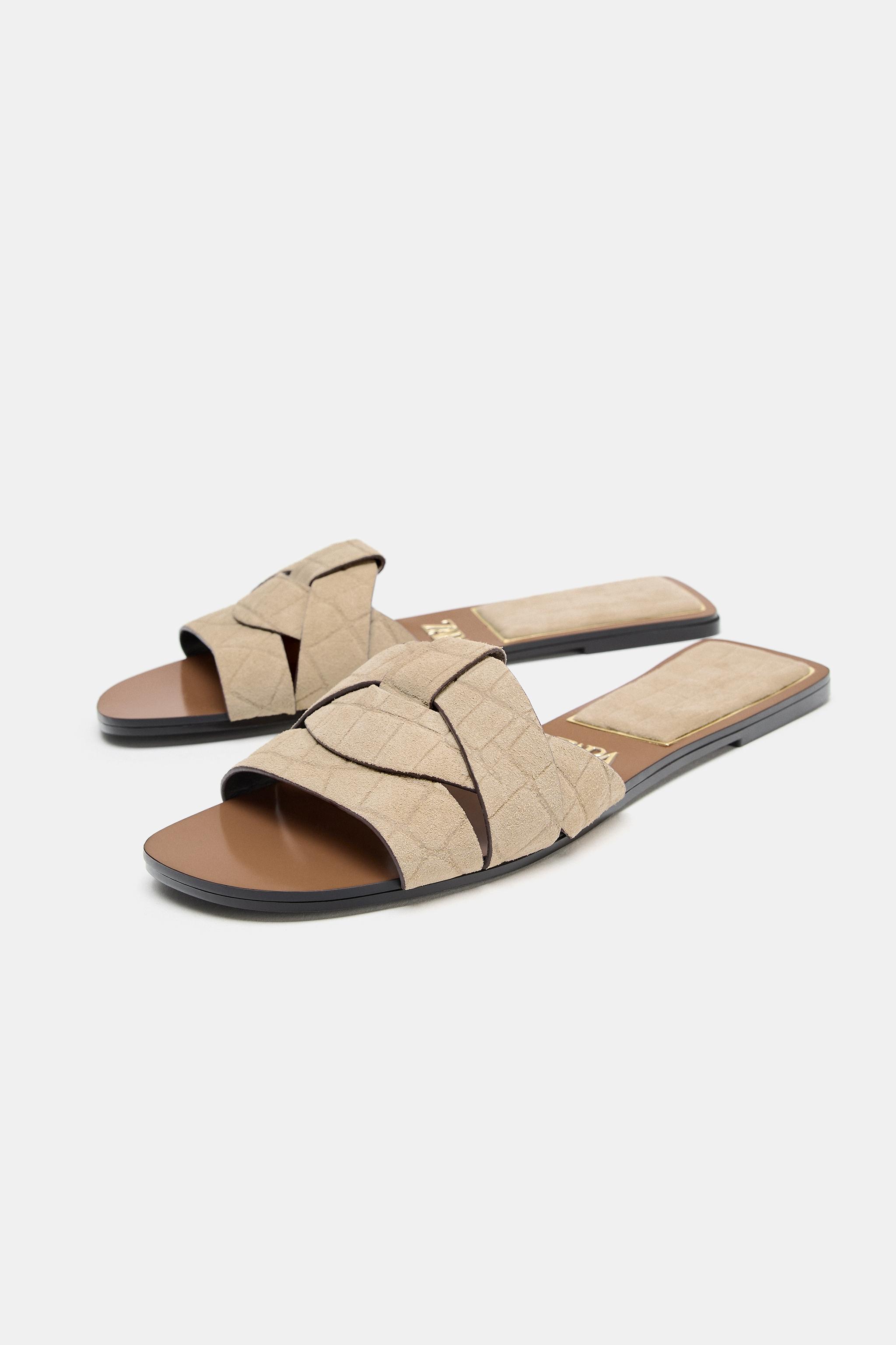 Flat Leather Criss-Cross Sandals