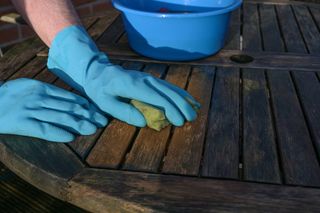 washing outdoor wooden furniture