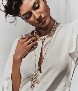 Model wears Goossens bridal jewellery