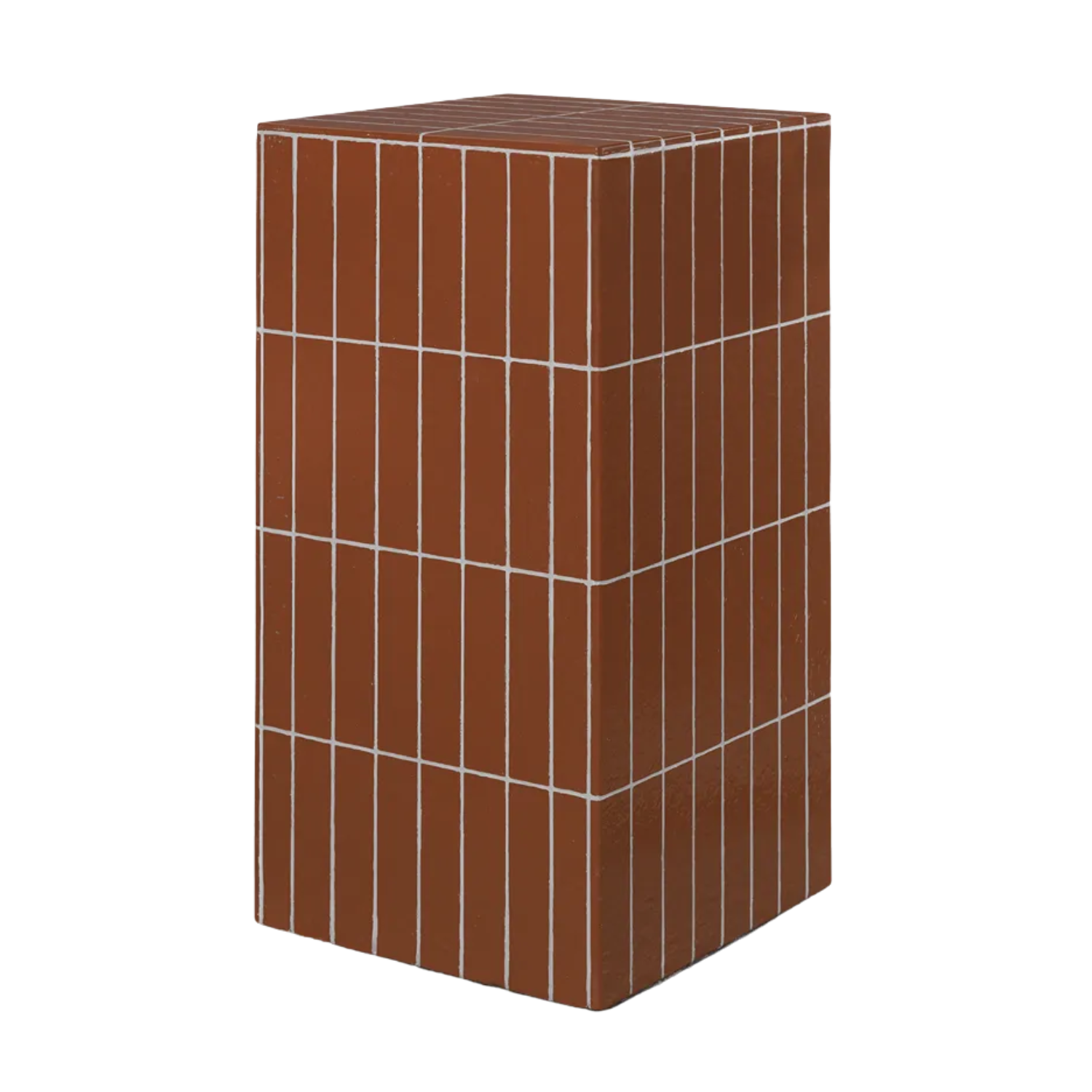 A brown tiled pillar pedestal