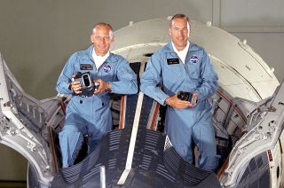 Buzz Aldrin and Jim Lovell with Gemini 12
