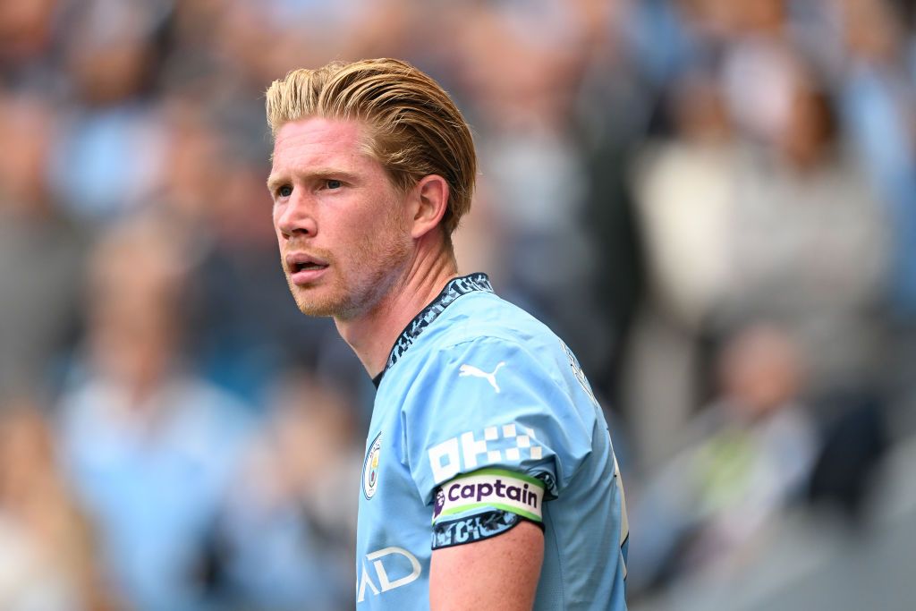 Kevin De Bruyne of Man City in action during the Premier League match between Manchester City FC and Ipswich Town FC at Etihad Stadium on August 24, 2024 in Manchester, England.