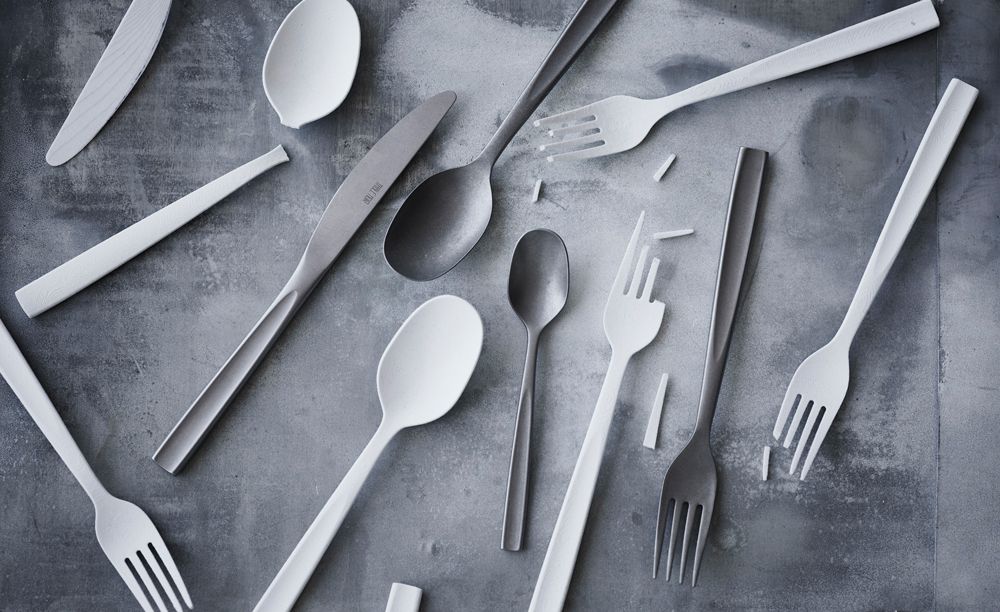 Plastic spoon and fork