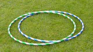 Image of hula hoops onthe grass as part of an Easter game