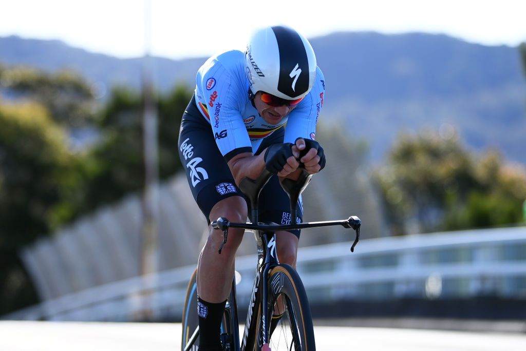 WOLLONGONG AUSTRALIA SEPTEMBER 18 Yves Lampaert of Belgium sprints during the 95th UCI Road World Championships 2022 Men Individual Time Trial a 342km individual time trial race from Wollongong to Wollongong Wollongong2022 on September 18 2022 in Wollongong Australia Photo by Tim de WaeleGetty Images