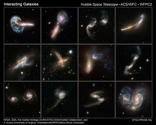 Interacting and merging galaxies, hubble images
