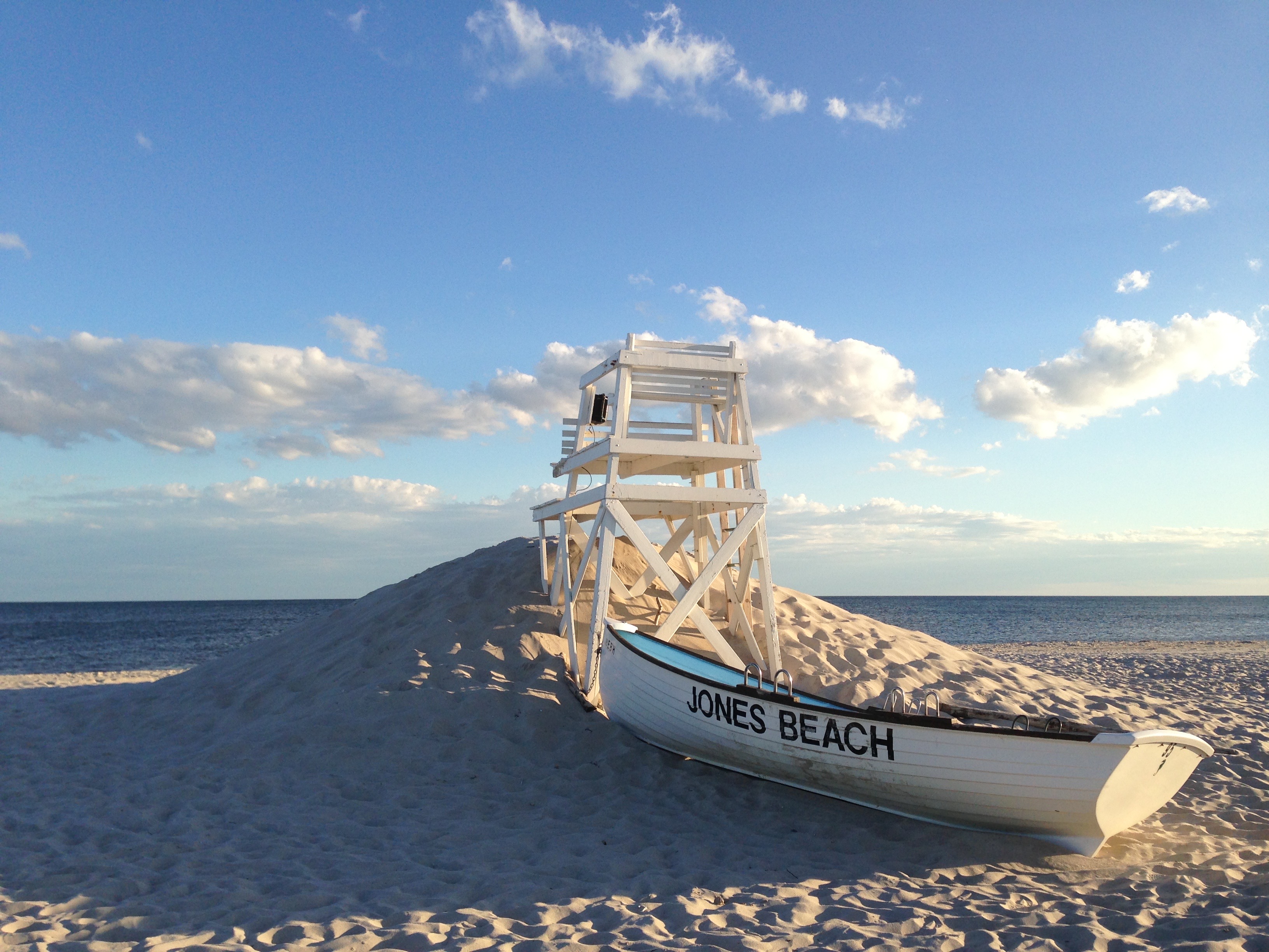 Jones Beach State Park, Long Island, NY. Lifeboat and Lifeguard Chair