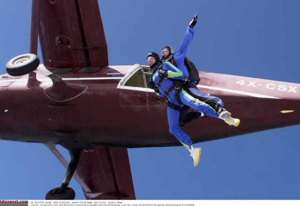 Contador jumps out at 12,000ft