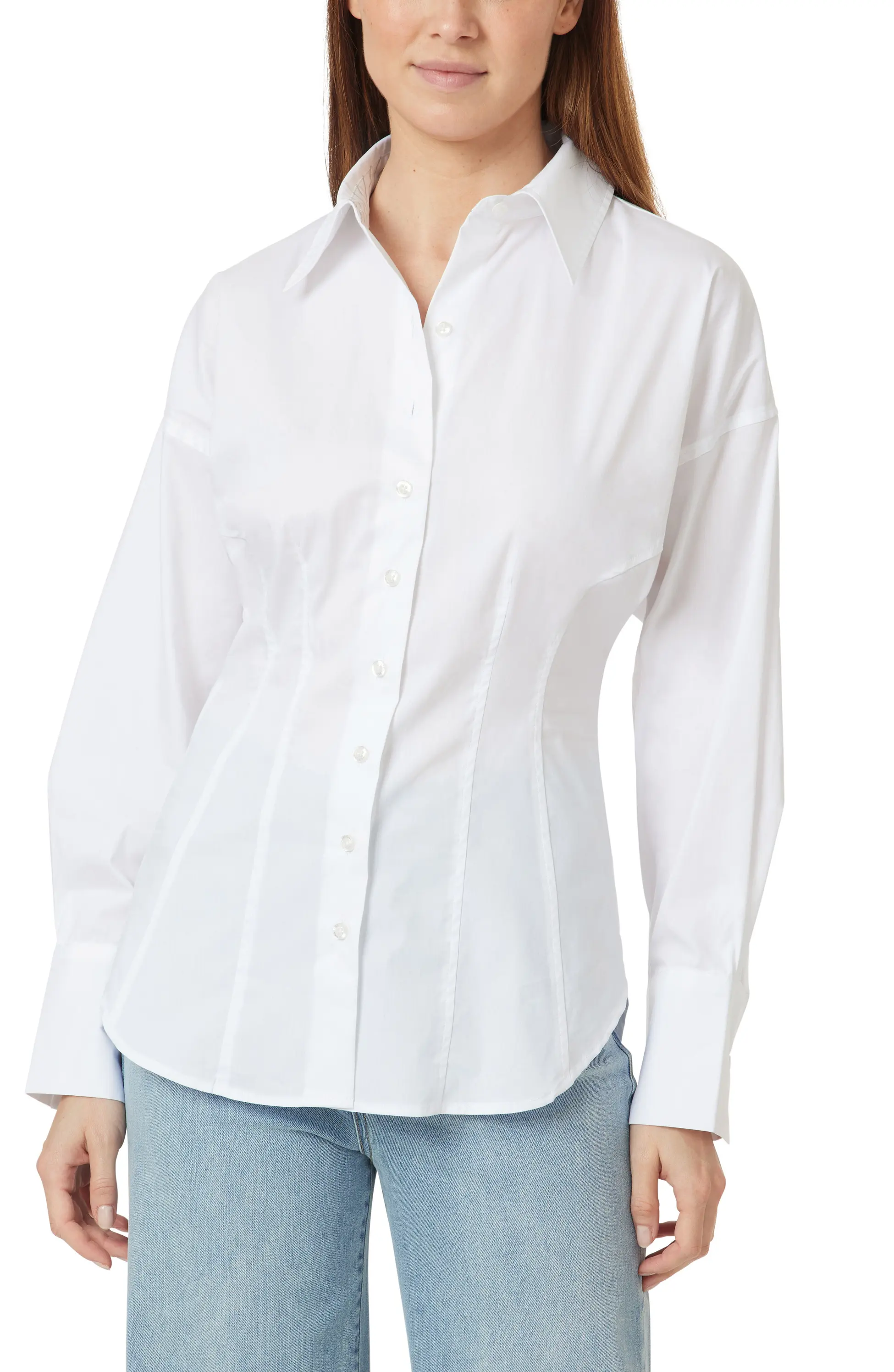 Habitual, Fitted Cotton Blend Button-Up Shirt