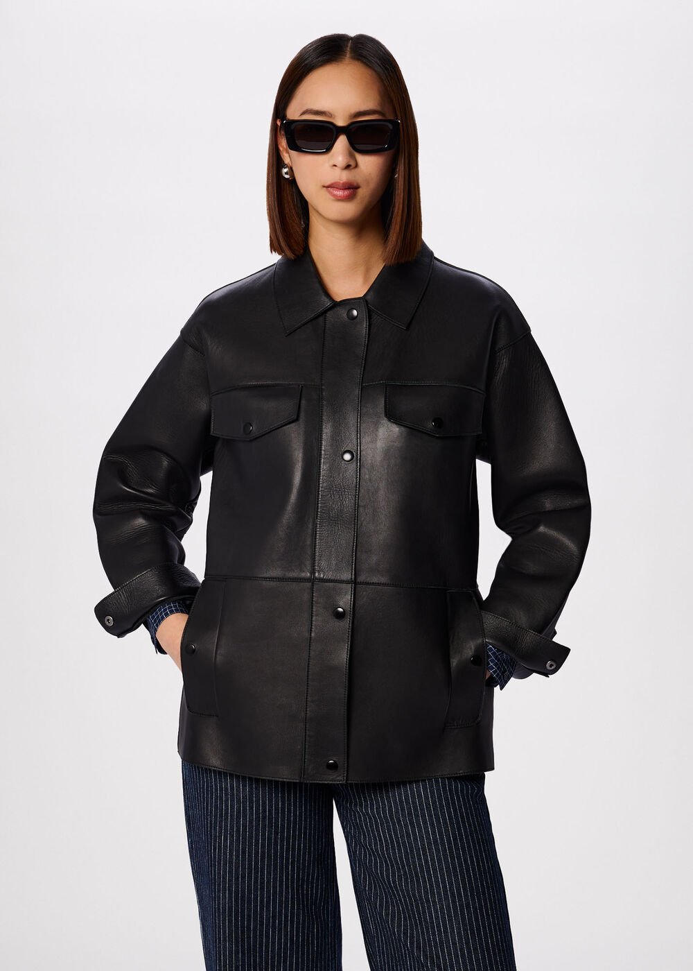 Black Clean Bonded Leather Jacket