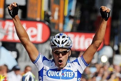 Gert Steegmans (Quick Step) can breathe a massive sigh of relief after delivering on the Champs &Eacute;lys&eacute;es.