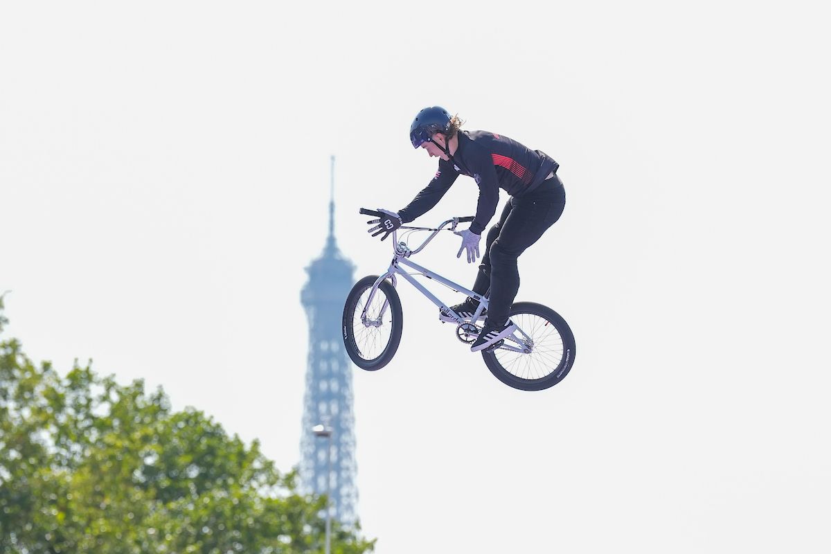 BMX Freestyle qualification by Kieran Reilly (Great Britain) at Place de la Concorde, Paris