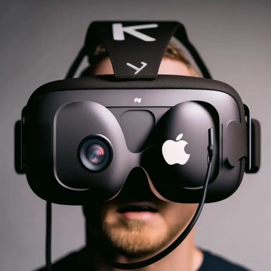 A mock up of the Apple reality Pro VR/AR headset