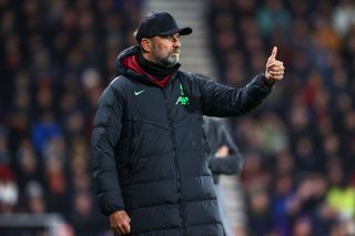 Liverpool manager Jurgen Klopp during the Premier League match between AFC Bournemouth and Liverpool FC at Vitality Stadium on January 21, 2024 in Bournemouth, England. (Photo by Charlotte Wilson/Offside/Offside via Getty Images)
