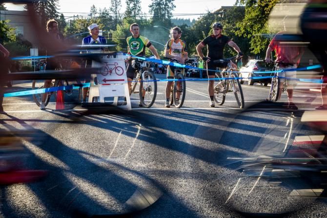 Fans came out on their bikes tonight to watch the races.