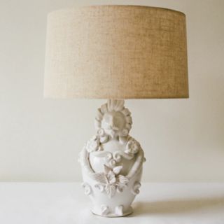 A traditional white lamp base