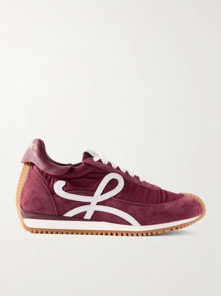 Flow Runner Leather-Trimmed Shell and Brushed Suede Sneakers