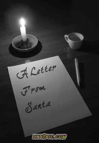 A Letter from Santa lies on a table with a lit candle