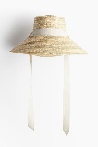 Strap-Detail Straw Hat