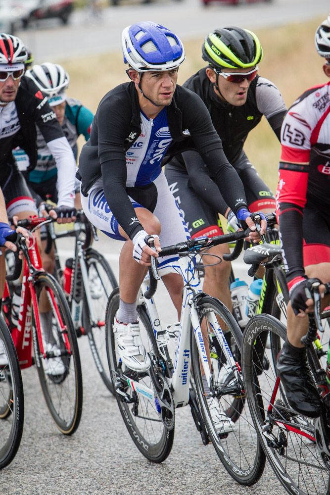 Kiel Reijnen (UnitedHealthcare) in the bunch before taking the win.