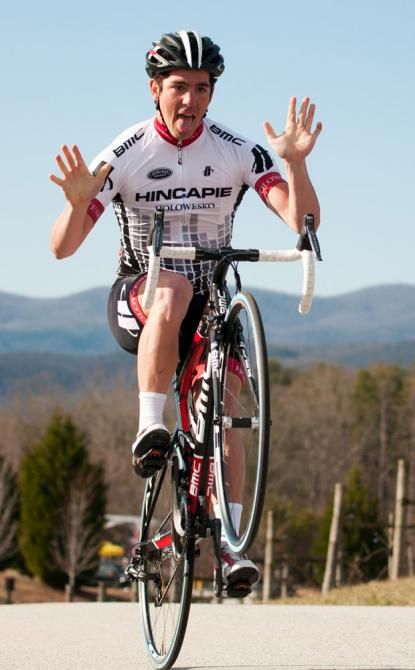 Ty Magner showing off his bike handling skills.